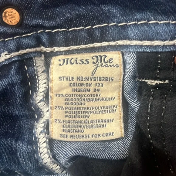 Miss Me Mid Rise Bootcut Size 27 Inseam 34 - Picture 5 of 5
